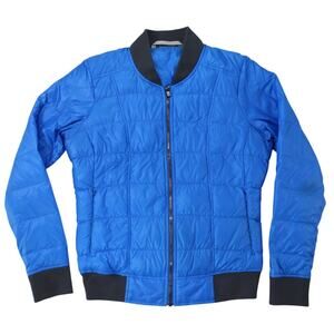 Athleta Women’s Blue Down Puffer Bomber Jacket Nylon Medium Sonoma Style